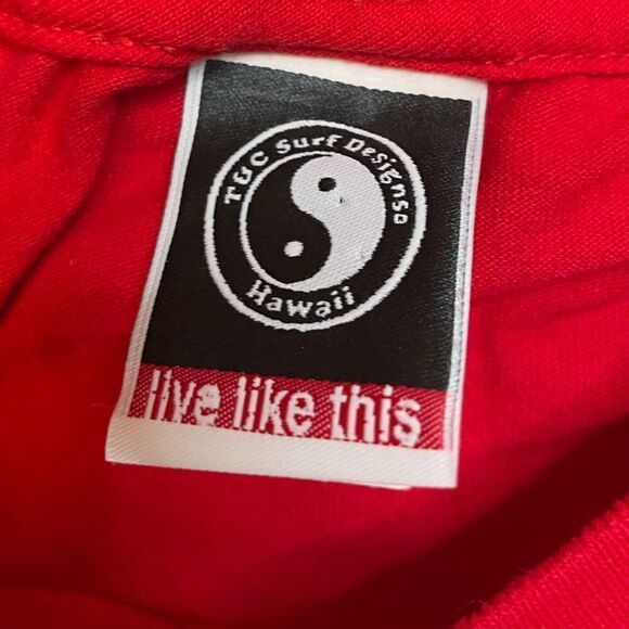 VINTAGE T&C Surf Designs I Not Late I Stay On Hawaiian Time Men XL Red - Picture 6 of 8